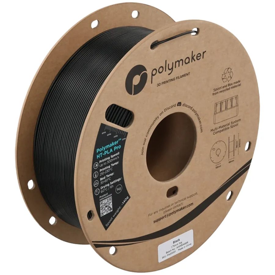 Черен PLA филамент Polymaker HT-PLA Pro 1,75 мм, 1 кг за 3D принтиране